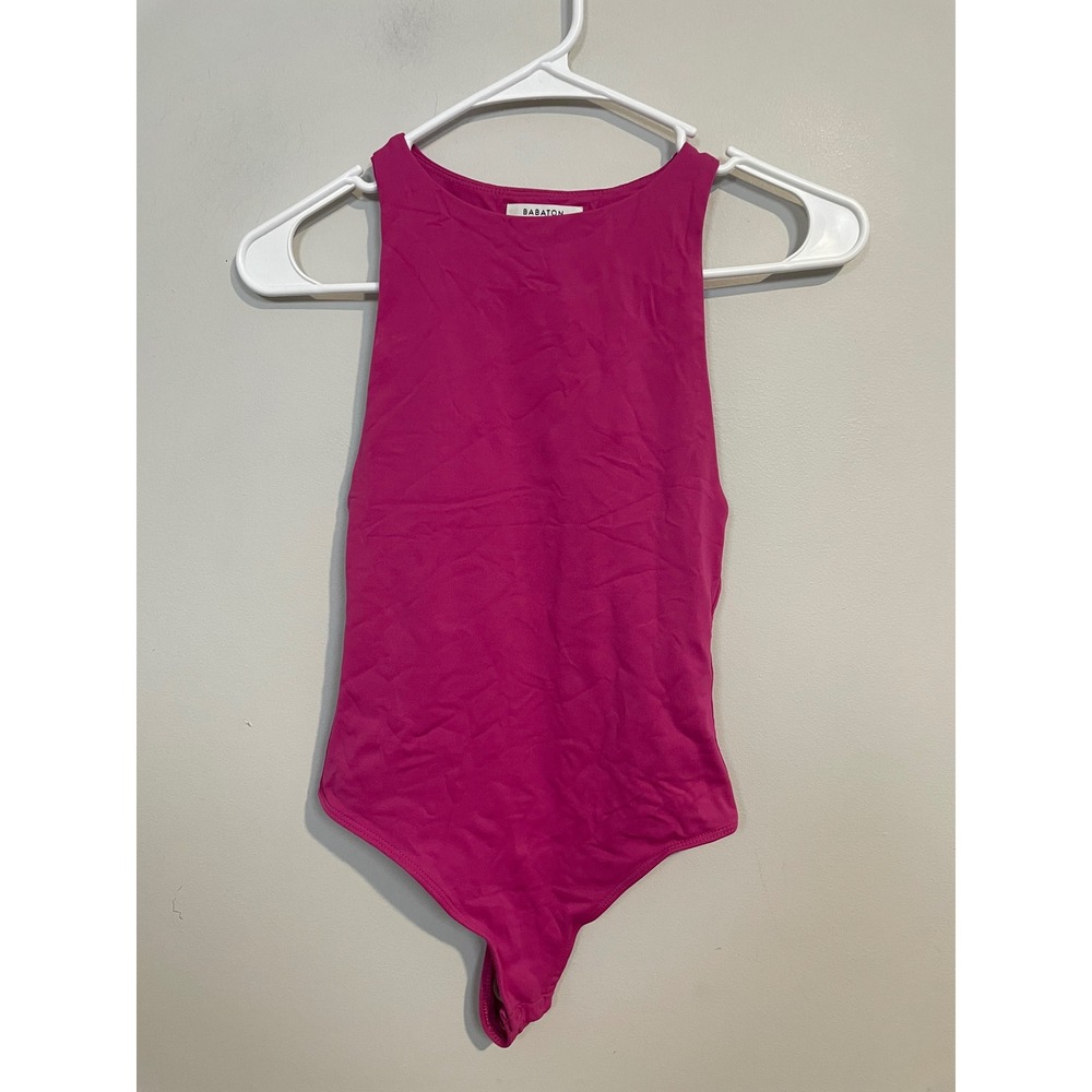 Aritzia Babaton Contour Sleeveless‎ Hot Pink Bodysuit Size XS Feminine Shaping